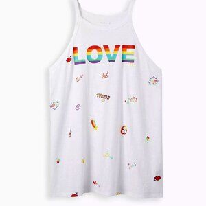 Torrid Pride Love Graphic Slub Knit Classic Fit Tank White 1X 14 16